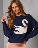 Soft Grace Graphic Swan Sweater