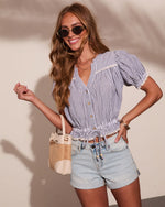 Effort Muse Striped Puff Sleeve Top