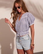 Effort Muse Striped Puff Sleeve Top