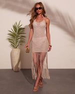 Capri Glow Crochet Fringe Mini Dress