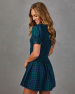 Rasul Cotton Plaid Mock Neck Mini Dress