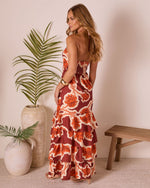 Tropical Tide Abstract Halter Maxi Dress