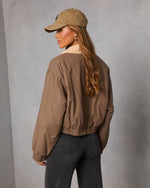 Apricot Sky Cropped Bomber Jacket