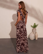 Sand Multi % Carlita Ruffle Printed Cutout Maxi Dress-4