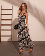 Slow Blooming Tiered Floral Midi Dress