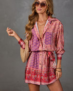 Muse Button Down Waist Tie Shirt Dress