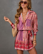 Muse Button Down Waist Tie Shirt Dress