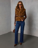 Brown % Fireside Embrace Faux Fur Vest-2