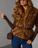 Brown % Fireside Embrace Faux Fur Vest-5