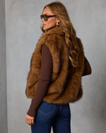 Brown % Fireside Embrace Faux Fur Vest-4