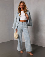 Early Bloom Rigid Embroidered Denim Wide Leg Jeans