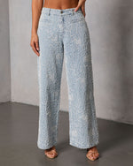 Early Bloom Rigid Embroidered Denim Wide Leg Jeans