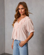 New Day Darling Pleated Ruffle Blouse