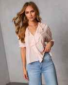New Day Darling Pleated Ruffle Blouse