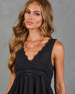 Derline Lace Trim Mini Dress
