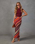 Coastline Calling Striped Midi Skirt