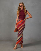 Coastline Calling Striped Midi Skirt