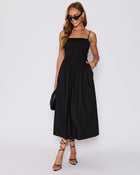 Black % Summer Essential Cotton Smocked Maxi Dress-1