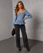 Simonette Chambray Peplum Top
