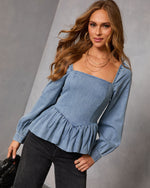 Simonette Chambray Peplum Top