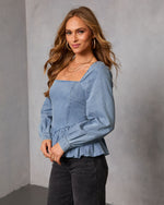 Simonette Chambray Peplum Top