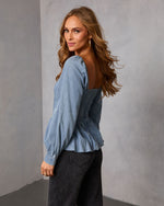Simonette Chambray Peplum Top