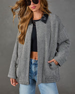 Debbie Herringbone Contrast Collar Jacket