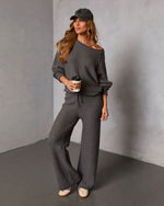 Charcoal % Chill Season Knit Drawstring Pants-1