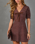 Madeleine Bow Accent Polka Dot Mini Dress