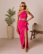 Berry % Bahamas One Shoulder Crop Top-2