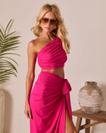 Berry % Bahamas One Shoulder Crop Top-3