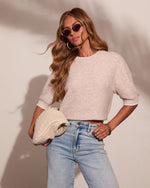 Jolee Knit Contrast Trim Short Sleeve Sweater