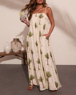 Tropic Treasure Palm Print Maxi Dress