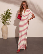 Endless Afterglow Striped Knit Maxi Shirt Dress