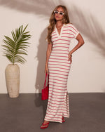 Endless Afterglow Striped Knit Maxi Shirt Dress