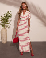 Endless Afterglow Striped Knit Maxi Shirt Dress