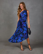 Modern Day Glam Printed One Shoulder Asymmetrical Maxi Dress