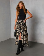 Woven Hour Printed Hi Low Skirt