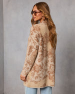 Calianna Abstract Fuzzy Knit Open Front Cardigan