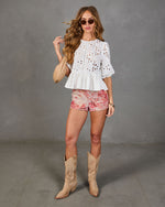 Soft Romance Eyelet Peplum Top