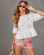 Soft Romance Eyelet Peplum Top