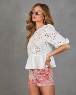 Soft Romance Eyelet Peplum Top