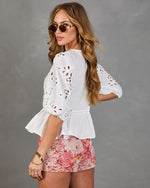 Soft Romance Eyelet Peplum Top