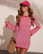 Daylight Harbor Striped Knit Mini Dress