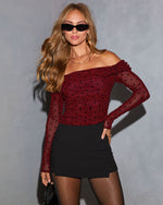 Serah Off The Shoulder Flocked Polka Dot Top