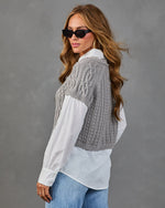 Michelle Cable Knit Twofer Top