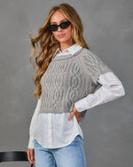 Michelle Cable Knit Twofer Top