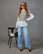 Michelle Cable Knit Twofer Top