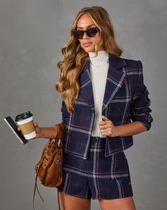 Holiday House Tweed Plaid Double Breasted Jacket