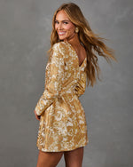 Trev Metallic Floral Jacquard Mini Dress